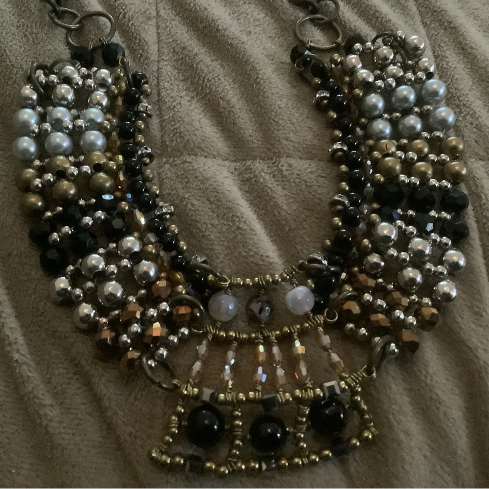 Pam Hiran beaded necklace with metal clasp for Anthropologie